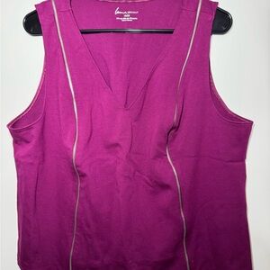 EUC Lane Bryant Berry Purple Sleeveless Faux Zipper Dressy Top Size 18/20 2X